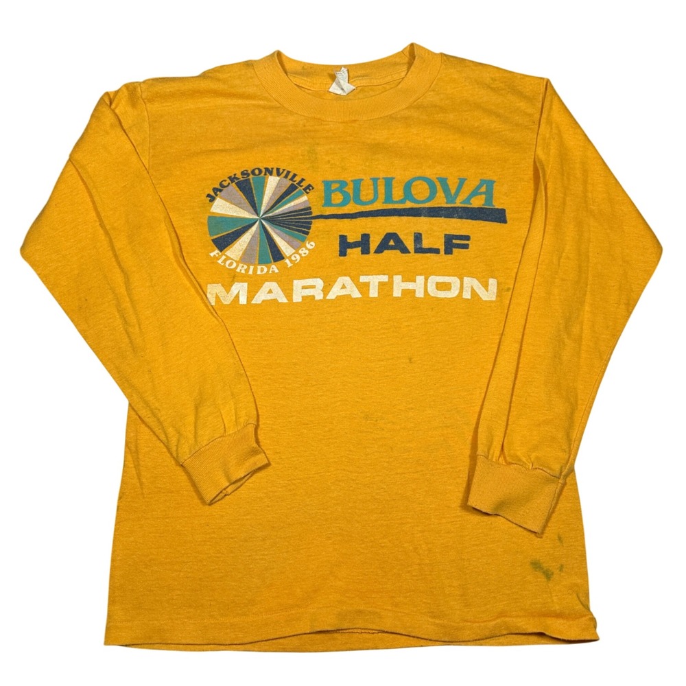 Vintage 1986 Bulova Half Marathon Jacksonville Florida T Shirt Mens Small Yellow